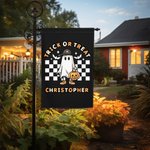 Personalisierte Süßes oder Saures Halloween Gartenfahne mit Geist Kürbis Skelett lustiges Design für Hof Garten im Freien Dekoration