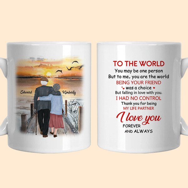 Personalized You May Be One Person But To Me , You Are The World Ceramic C-type Handle Mug Anniversary Gift Birthday Gift for Couple