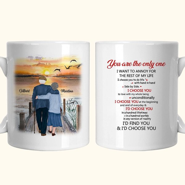 Mug personnalisé You Are The Only One en céramique avec anse en C Cadeau d'anniversaire Cadeau de Noël pour couple