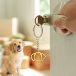 Portachiavi personalizzato in acciaio inossidabile con orecchie da cane e orecchie da gatto, con nome dell'animale domestico, regalo di compleanno in 