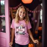 Personalized Funny Halloween Ghost Pumpkin Kid's T-Shirt Spooky Season Party Gift for Children