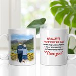 Personlig Never Stop Holding Hands Ceramic C-type Handle Mug Anniversary Souvenir Gift Födelsedagspresent för par