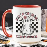 Mug 330ml Personnalisé avec Textes Style Fantôme Citrouille Crâne Thème Chasse aux Bonbons Cadeau Anniversaire Halloween pour Famille Amis