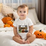 Personalised Halloween Ghost Short Sleeve Baby Onesie Soft Fall Spooky Outfit  Halloween Gift for Newborn to Infant