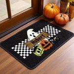 Personalized Funny Halloween Ghost Pumpkin Doormat with Name Halloween Spooky Season Gift for Friends Family Home Decoration