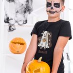 Personalizada Halloween Vaca Fantasma Niño Camiseta Calabaza y Fantasma Divertida Camiseta Corta Fiesta de Halloween Camisa Animal Fiesta de Cumpleaño