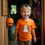 Personalizada Halloween Vaca Fantasma Niño Camiseta Calabaza y Fantasma Divertida Camiseta Corta Fiesta de Halloween Camisa Animal Fiesta de Cumpleaño