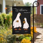 Personalisierte Gans Geist Flagge Familienmitglieder Halloween Gartenfahne mit Namen Halloween Geschenk für Familie