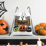 Personalizado divertido Halloween calabaza fantasma bolsa de cordón espeluznante tratar bolsa mochila bolsa de regalo de Halloween para niños niños am