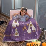 Gepersonaliseerde Halloween Ghost Goose Pumpkin Zachte Deken met Naam Halloween Cadeau voor Kinderen