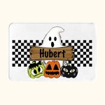 Personalized Funny Halloween Ghost Pumpkin Doormat with Name Halloween Spooky Season Gift for Friends Family Home Decoration