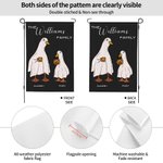 Personalisierte Gans Geist Flagge Familienmitglieder Halloween Gartenfahne mit Namen Halloween Geschenk für Familie