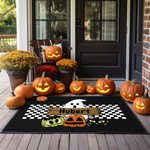 Personalized Funny Halloween Ghost Pumpkin Doormat with Name Halloween Spooky Season Gift for Friends Family Home Decoration