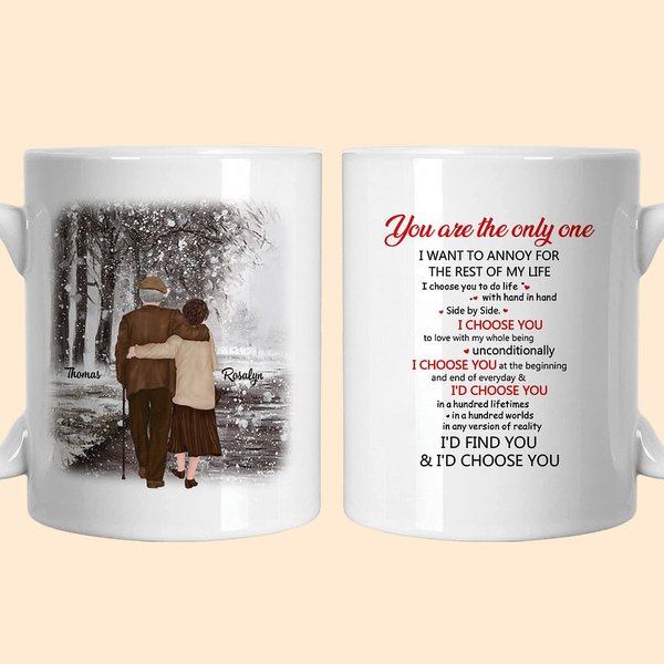 Mug personnalisé You Are The Only One en céramique avec anse en C Cadeau d'anniversaire commémoratif Cadeau d'anniversaire pour couple