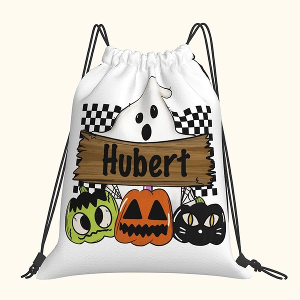 Personalizado divertido Halloween calabaza fantasma bolsa de cordón espeluznante tratar bolsa mochila bolsa de regalo de Halloween para niños niños am