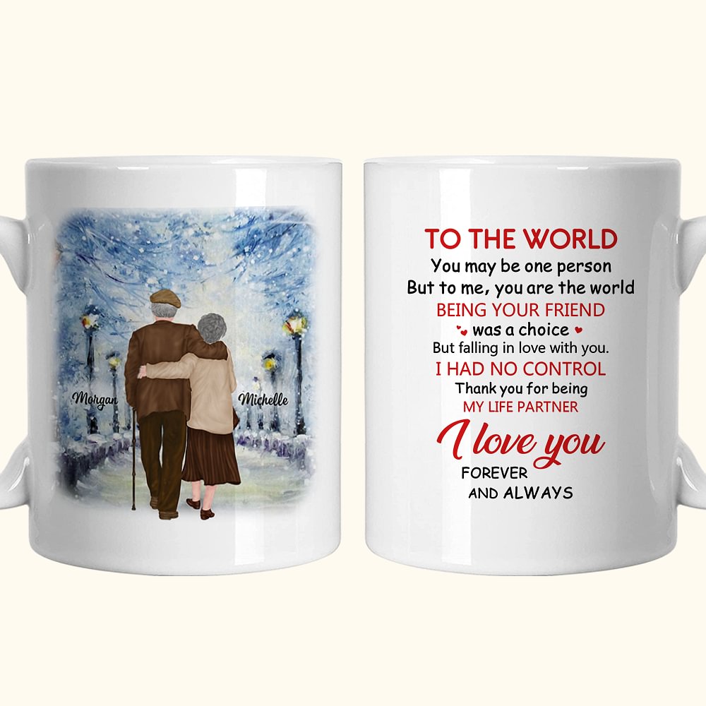 Mug personnalisé You Are The World en céramique avec anse en C Cadeau d'anniversaire Cadeau d'anniversaire pour couple