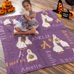 Gepersonaliseerde Halloween Ghost Goose Pumpkin Zachte Deken met Naam Halloween Cadeau voor Kinderen