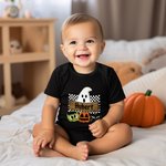 Personalised Halloween Ghost Short Sleeve Baby Onesie Soft Fall Spooky Outfit  Halloween Gift for Newborn to Infant