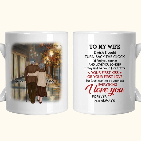 Mug personnalisé Votre premier baiser ou votre premier amour en céramique avec anse en forme de C Cadeau d'anniversaire Cadeau d'anniversaire pour cou