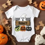 Personalised Halloween Ghost Short Sleeve Baby Onesie Soft Fall Spooky Outfit  Halloween Gift for Newborn to Infant