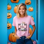 Personalizado Divertido Halloween Fantasma Calabaza Camiseta con Nombre Halloween Spooky Temporada Regalo para la Familia Amigos