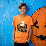 Personalizado Divertido Halloween Fantasma Calabaza Camiseta con Nombre Halloween Spooky Temporada Regalo para la Familia Amigos