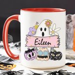 Gepersonaliseerde Spooky Ghost Pompoen 11oz Keramische Mok Halloween Trick or Treat Gift voor Feest Home Decor