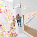 Personalized My Sister Has An Awesome Sister Food Grade Stainless Steel Straight Skinny Tumbler with Straw Gift for Sisters