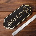 Personalized Retro Wooden Stable Horse Door Engraving Name Plates with Pattern Housewarming Gift for Horse Lovers