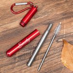 Personalisierter Wiederverwendbarer Strohhalm mit Bürste Schlüsselanhänger Teleskopischer Edelstahlhalm Tragbar Geburtstag Geschenk für Umweltbewusste