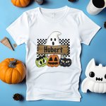 Personalizado Divertido Halloween Fantasma Calabaza Camiseta con Nombre Halloween Spooky Temporada Regalo para la Familia Amigos