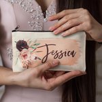 Pochette de Maquillage Personnalisée avec Nom Sac en Toile Cadeau Cérémonie de Mariage pour Femme Demoiselle d'Honneur