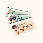 Pochette de Maquillage Personnalisée avec Nom Sac en Toile Cadeau Cérémonie de Mariage pour Femme Demoiselle d'Honneur