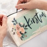Pochette de Maquillage Personnalisée avec Nom Sac en Toile Cadeau Cérémonie de Mariage pour Femme Demoiselle d'Honneur