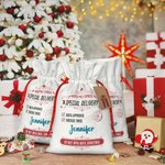 Henkilökohtainen Special Delivery Santa Canvas kiristysnauha laukku kortti joululahja lapsille