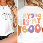 Personalised My Dog Is My Boo T-shirt Halloween Ghost Dog Shirt Spooky Season Short Sleeve Tee Halloween Party Favor Birthday Gift for Dog Lover