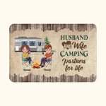 Marito e moglie in campeggio, partner per la vita, regalo di anniversario con tappetino per porta personalizzato