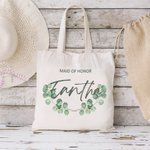 Personalisierte Eukalyptus Brautjungfer Jute Tasche Hochzeit Geschenk Portable Canvas Tote Bag Brautdusche Bachelorette Party Geschenk