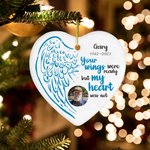 Personalized Photo Memorial Heart-Shaped Angel Wings Ornament Your Wings Were Ready But My Heart Was Not Christmas Memorial Gift