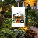 Personalisierte Hippie Geist Kürbis Halloween Garten Fahne Geschenke für Familie im Freien Halloween Hof Dekor Garten Kunst