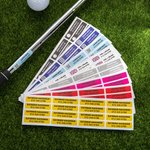 Personalized Set of 16 Multi-colour Waterproof Vinyl Stickers Golf Tennis Badminton Club Labels with Name and Number Gift for Golf Lovers