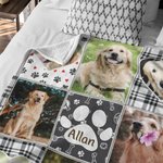 Personalised Dog Puppy Photo Collage Soft Blanket with Name Birthday Memorial Gift for Pet Lovers
