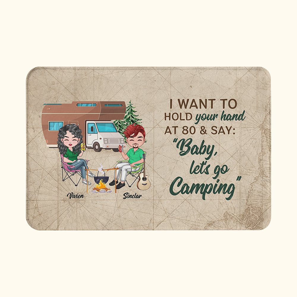 Tapis de porte romantique personnalisé pour les souvenirs de voyage en camping Anniversaire Cadeau d'anniversaire pour couple