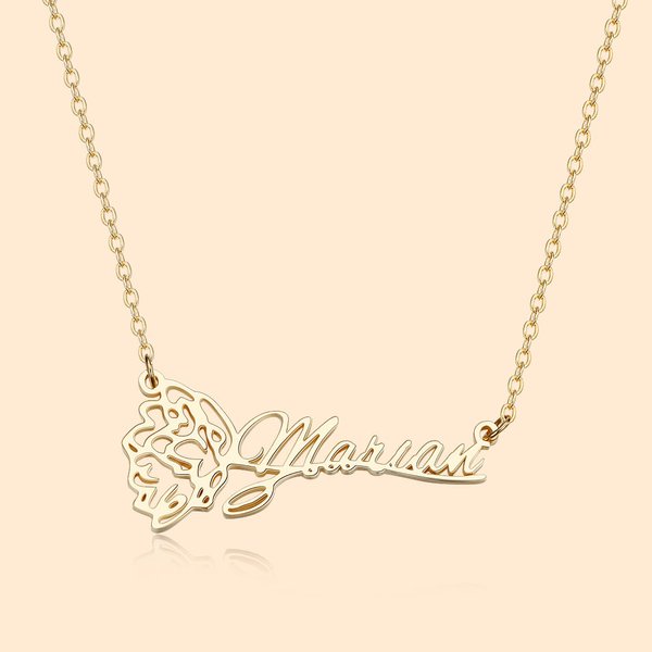 Chaîne Personnalisé avec Prénom Collier de Fleur de Naissance Cadeau Fête des Mères Anniversaire Journée Fleurie pour Femme