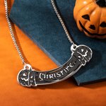 Collana personalizzata con nome del teschio spaventoso della zucca Gioielli della stagione spettrale Regalo di Halloween per donne e ragazze