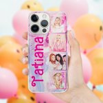 Personalized Colorful Retro Dolly Font Style Phone Case with Photos for iPhone Gift for Besties Friend or Family