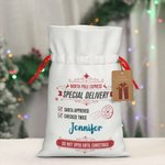 Henkilökohtainen Special Delivery Santa Canvas kiristysnauha laukku kortti joululahja lapsille