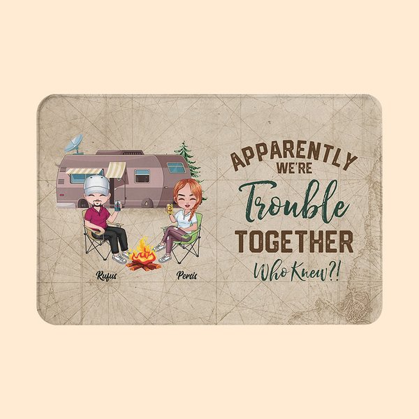 Personalized Together RV Camping Door Mat Anniversary Birthday Gift for Couple