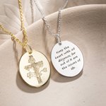 Personalisierte eingraviert Kreuz Name Halskette mit Geburt Blume Geburtstag Muttertag Geschenk für sie