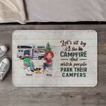 Personalised Let's Sit by the Campfire and Watch People Park Their Campers Door Mat Birthday Housewarming Gift for Couple